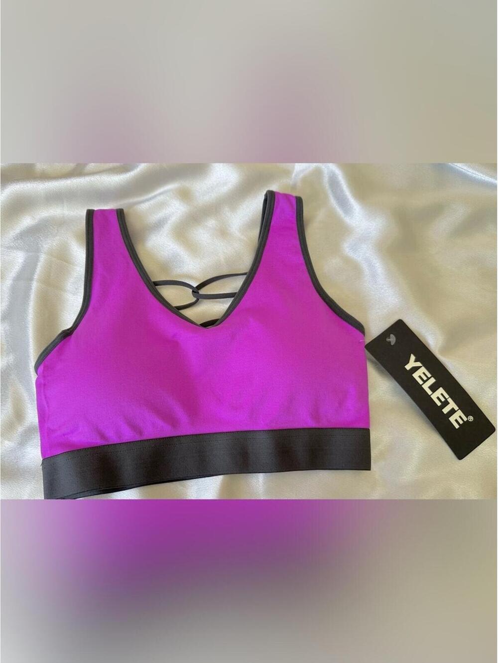 Yelete Purple Sports Bra with Black Trim